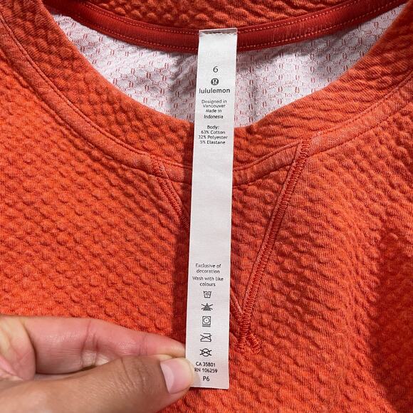 Lululemon All Yours Crew Sweatshirt Womens 6 Orange Heathered Brick Bubble Dot - Picture 9 of 12